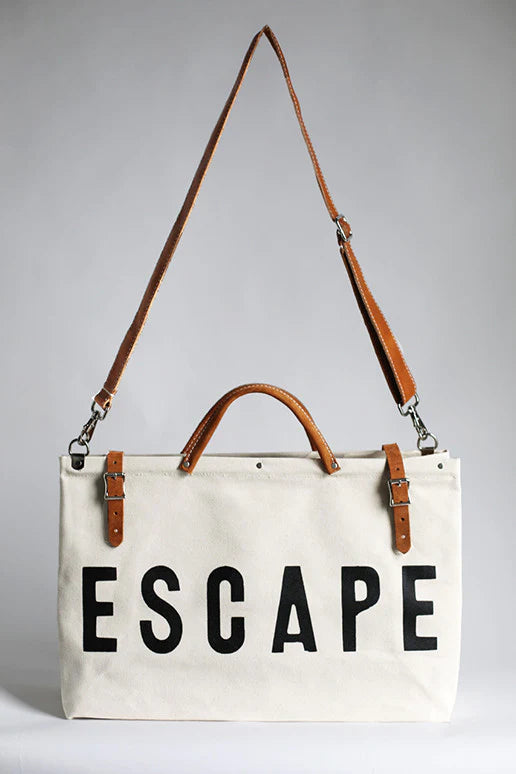 GJES CANVAS WEEKENDER NATURAL -BLACK $175.00