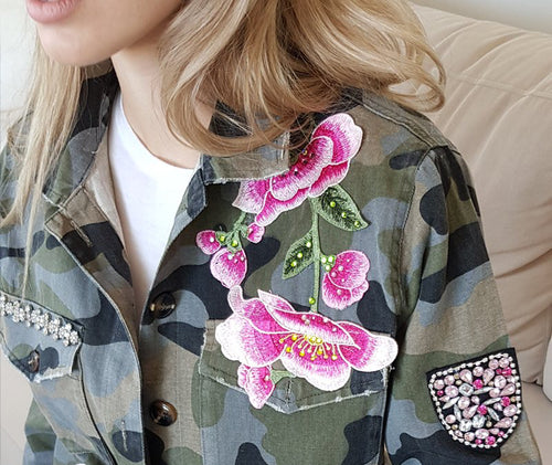 GJCH Camo Heart Jacket Embellished with Patches | Buy Gillian